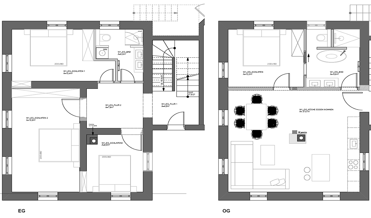 Grundriss Haus Elizabeth, EG und OG